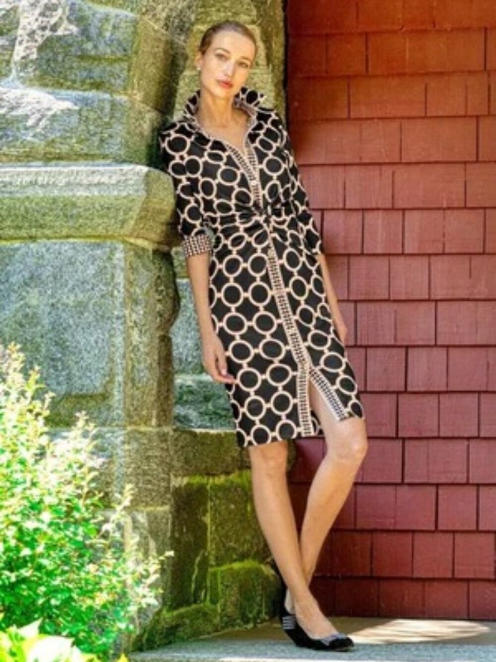 Gretchen Scott Twist & Shout Dress Dip & Dot Black SZ Large